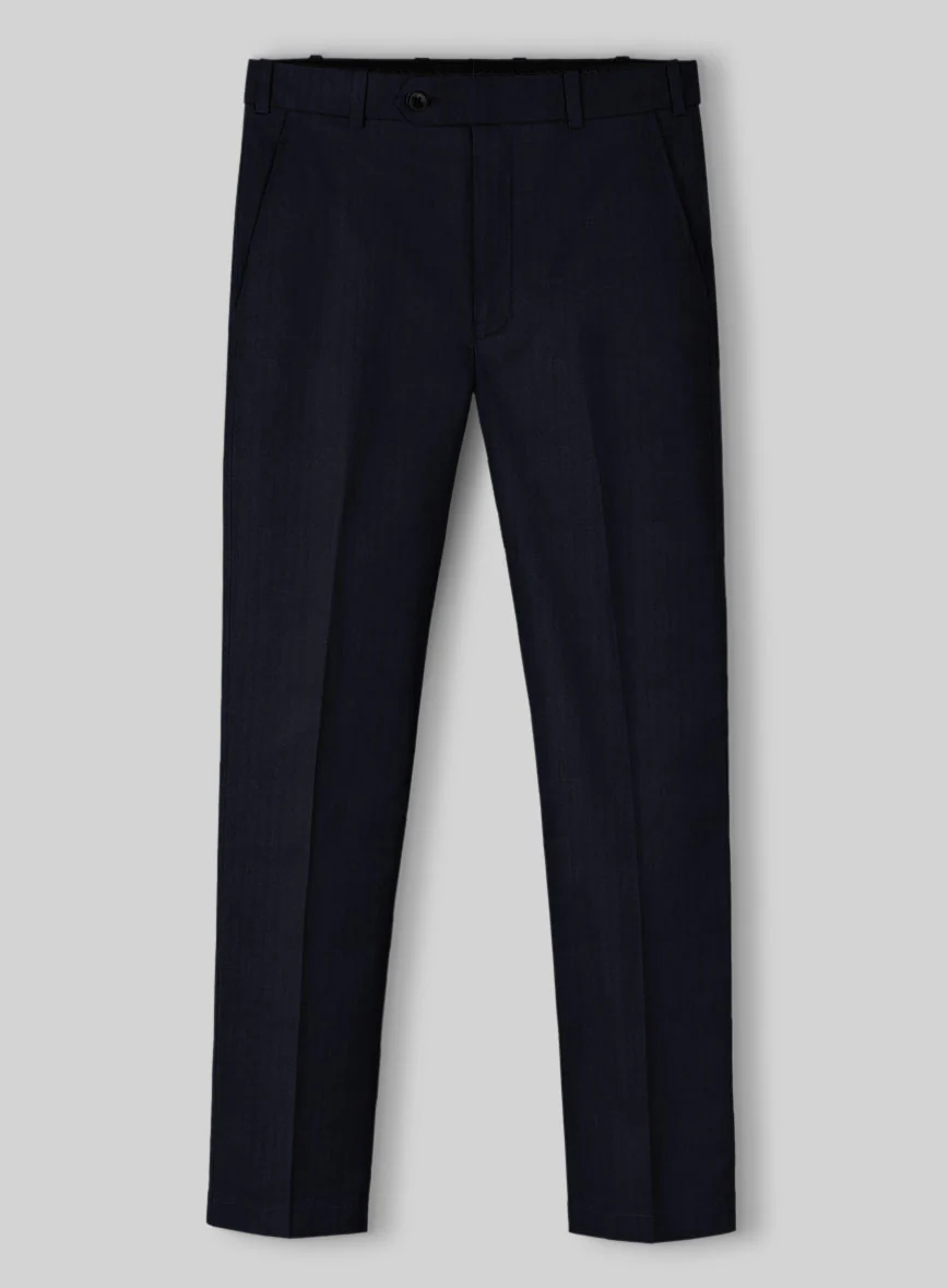 Italian Blue Herringbone Cotton Pants