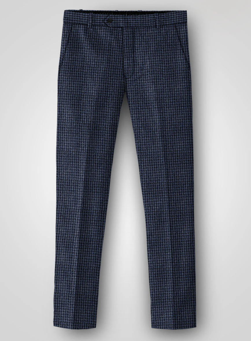 Italian Blue Houndstooth Tweed Pants
