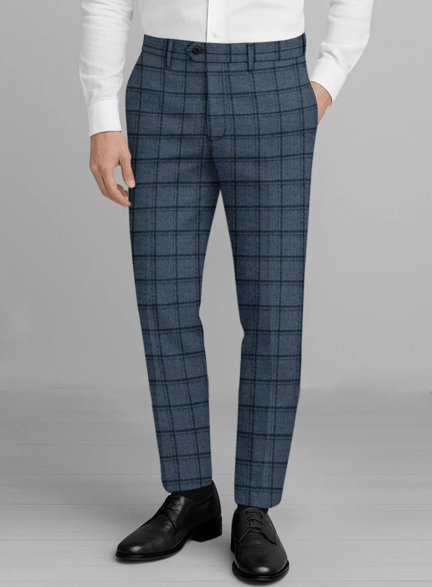 Italian Bluebourne Check Tweed Pants