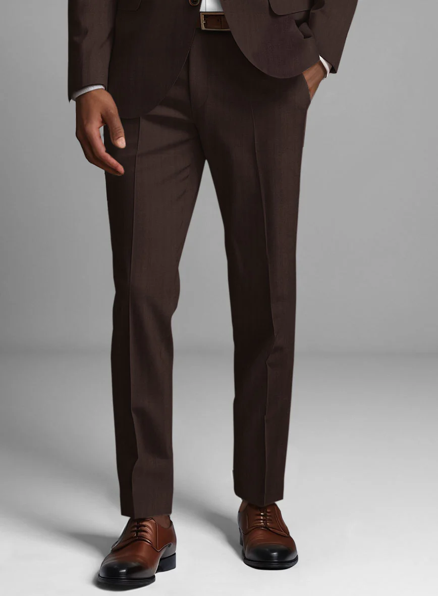 Italian Brown Herringbone Cotton Pants - Image 2