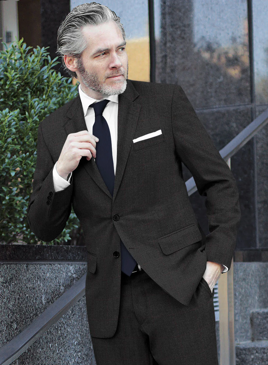 Italian Burta Charcoal Glen Flannel Suit - Image 4