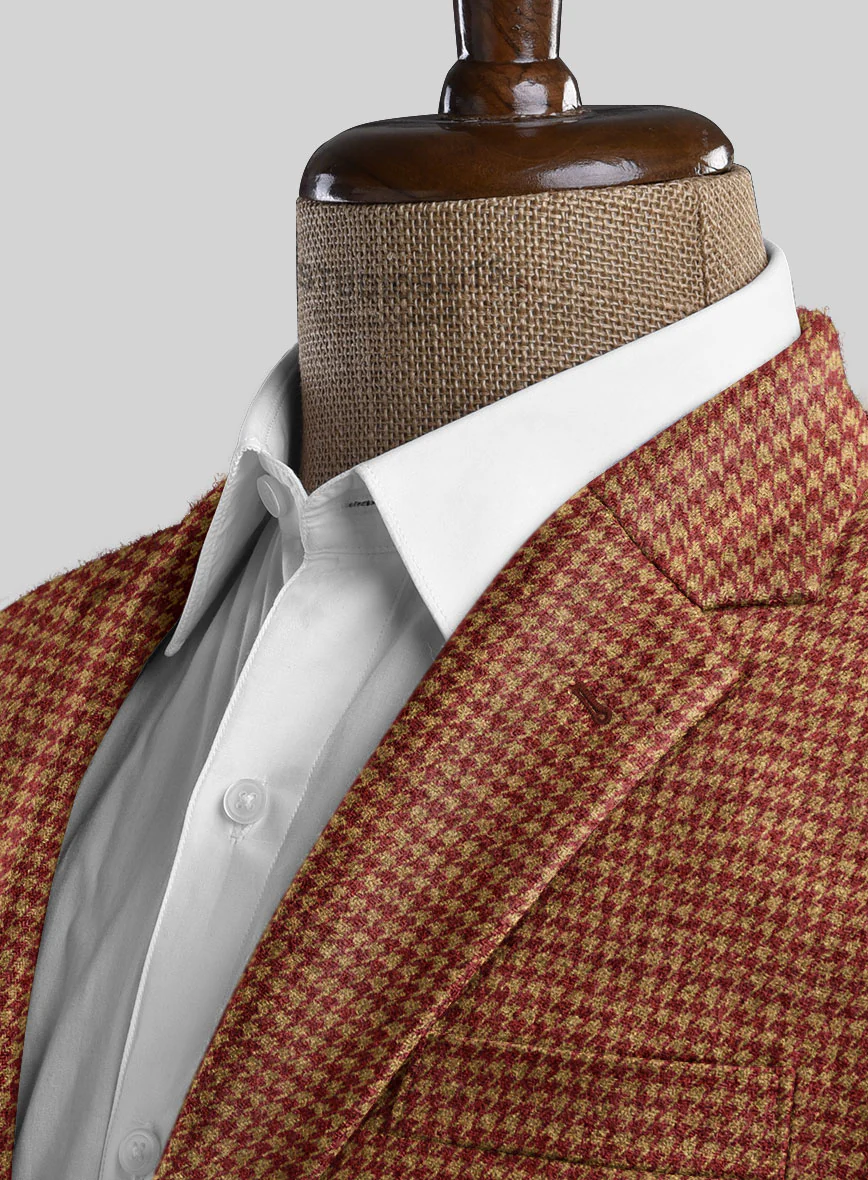 Italian Chestnut Red Houndstooth Tweed Suit - Image 5