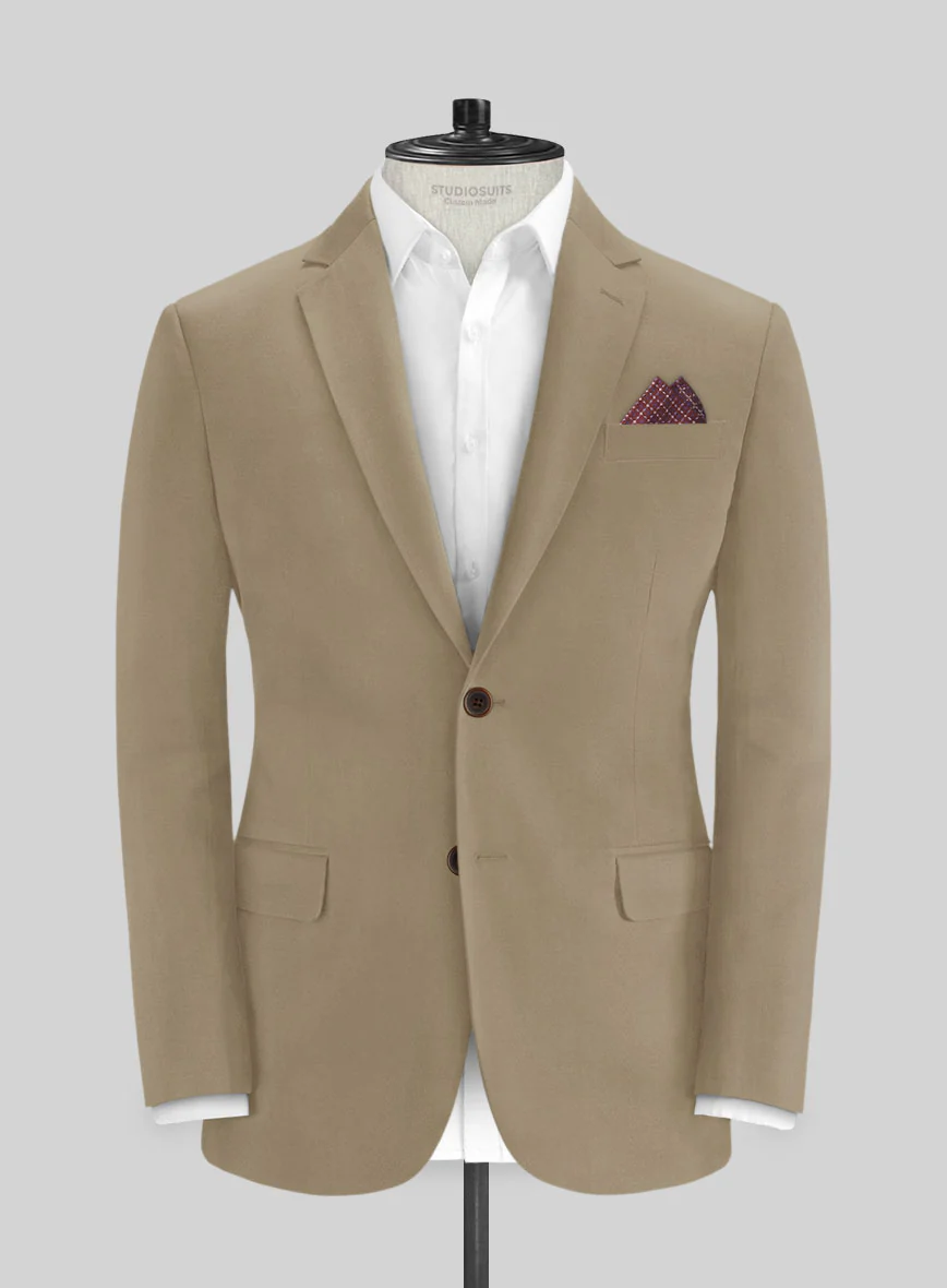 Italian Dark Beige Cotton Stretch Suit - Image 3