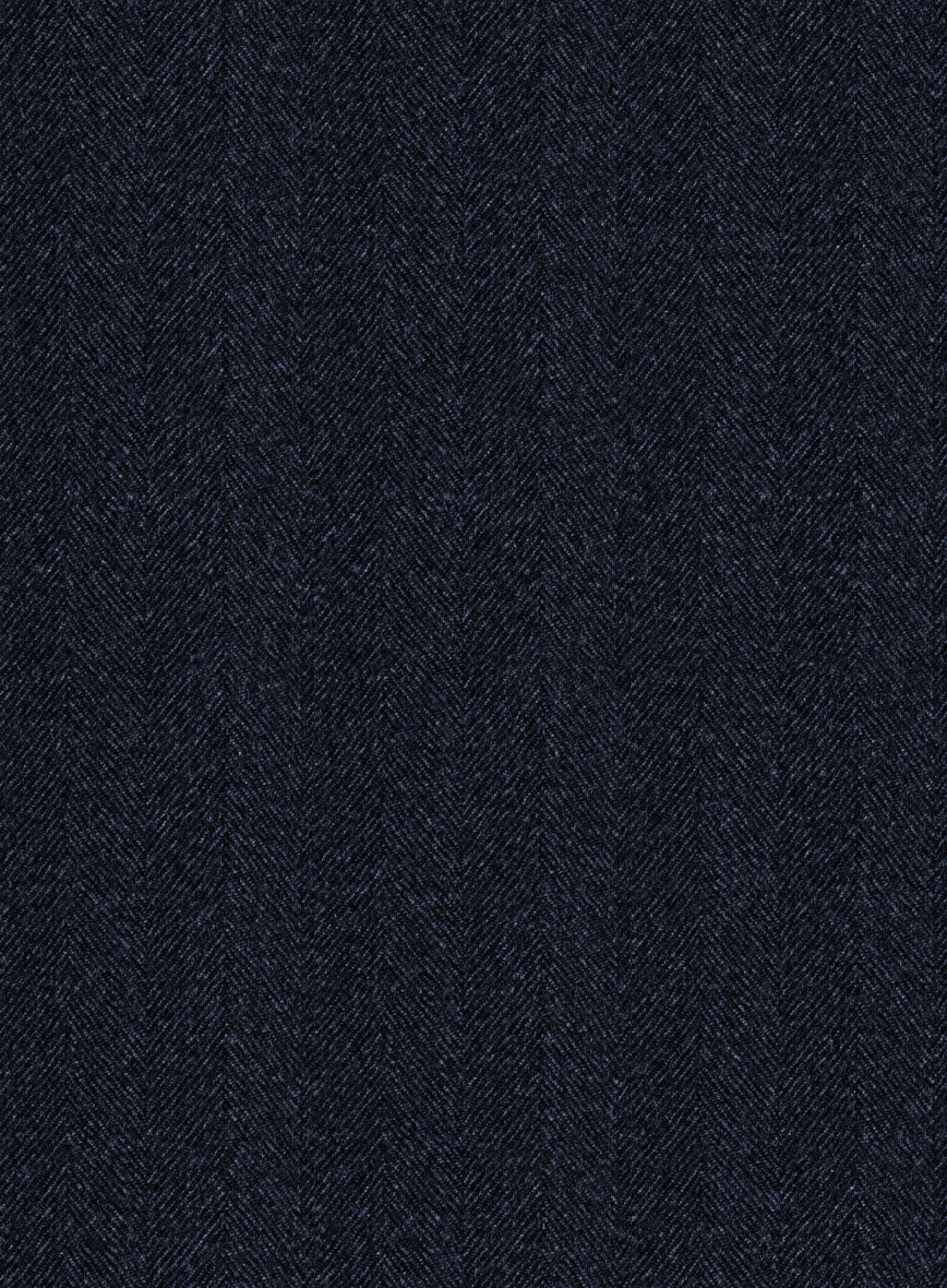 Italian Dark Blue Herringbone Flannel Jacket - Image 3