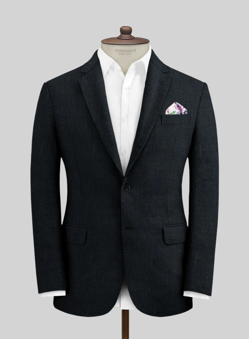 Italian Dark Blue Linen Suit - Image 3