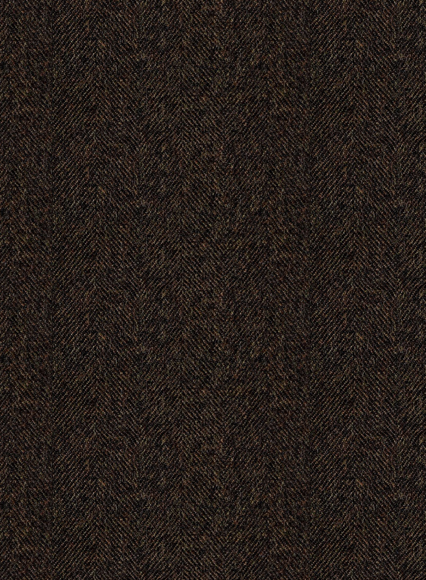 Italian Dark Brown Herringbone Flannel Pants - Image 3