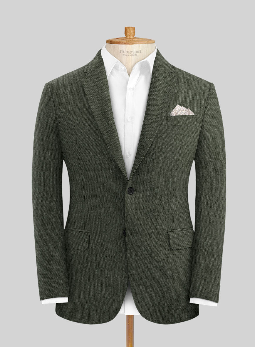 Italian Dark Green Linen Jacket