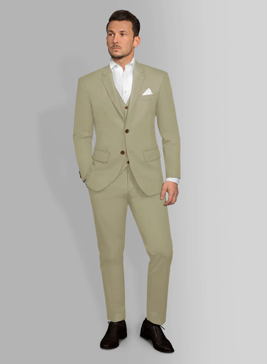 Italian Dark Tan Cotton Stretch Suit - Image 2