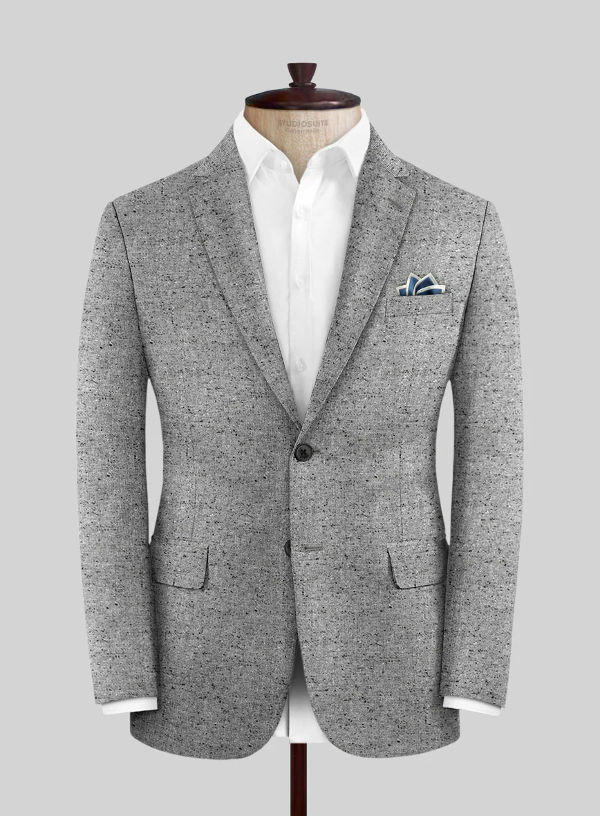 Italian Donegal Light Gray Wool Suit - Image 5