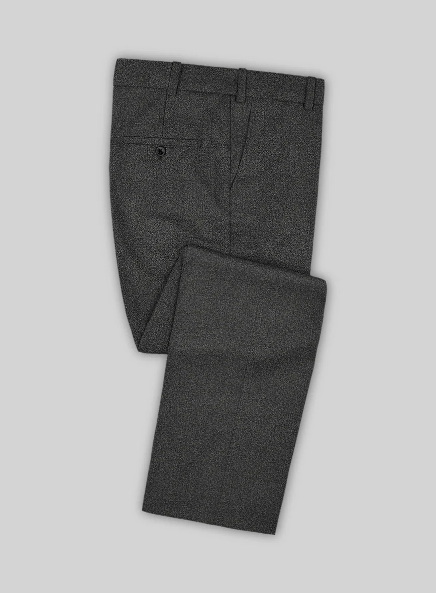 Italian Drego Gray Herringbone Wool Pants