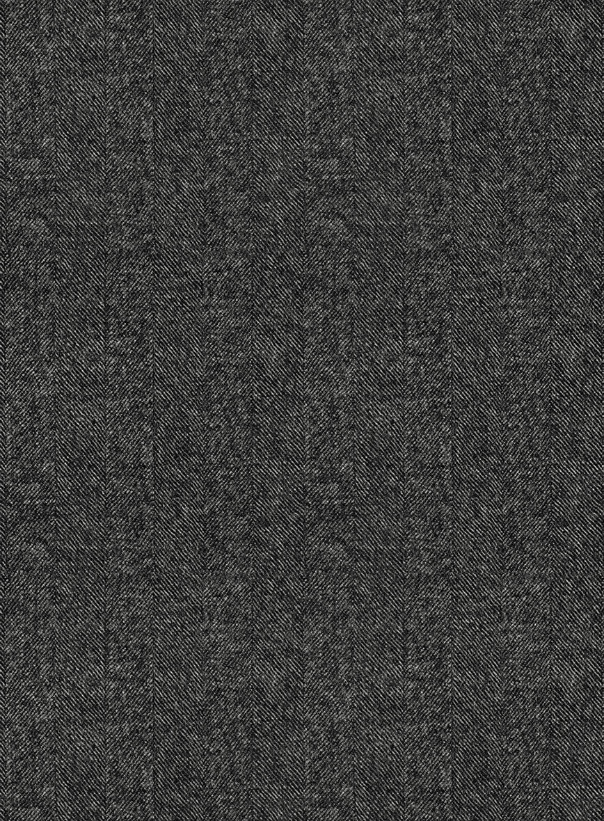 Italian Drego Gray Herringbone Wool Pants - Image 2