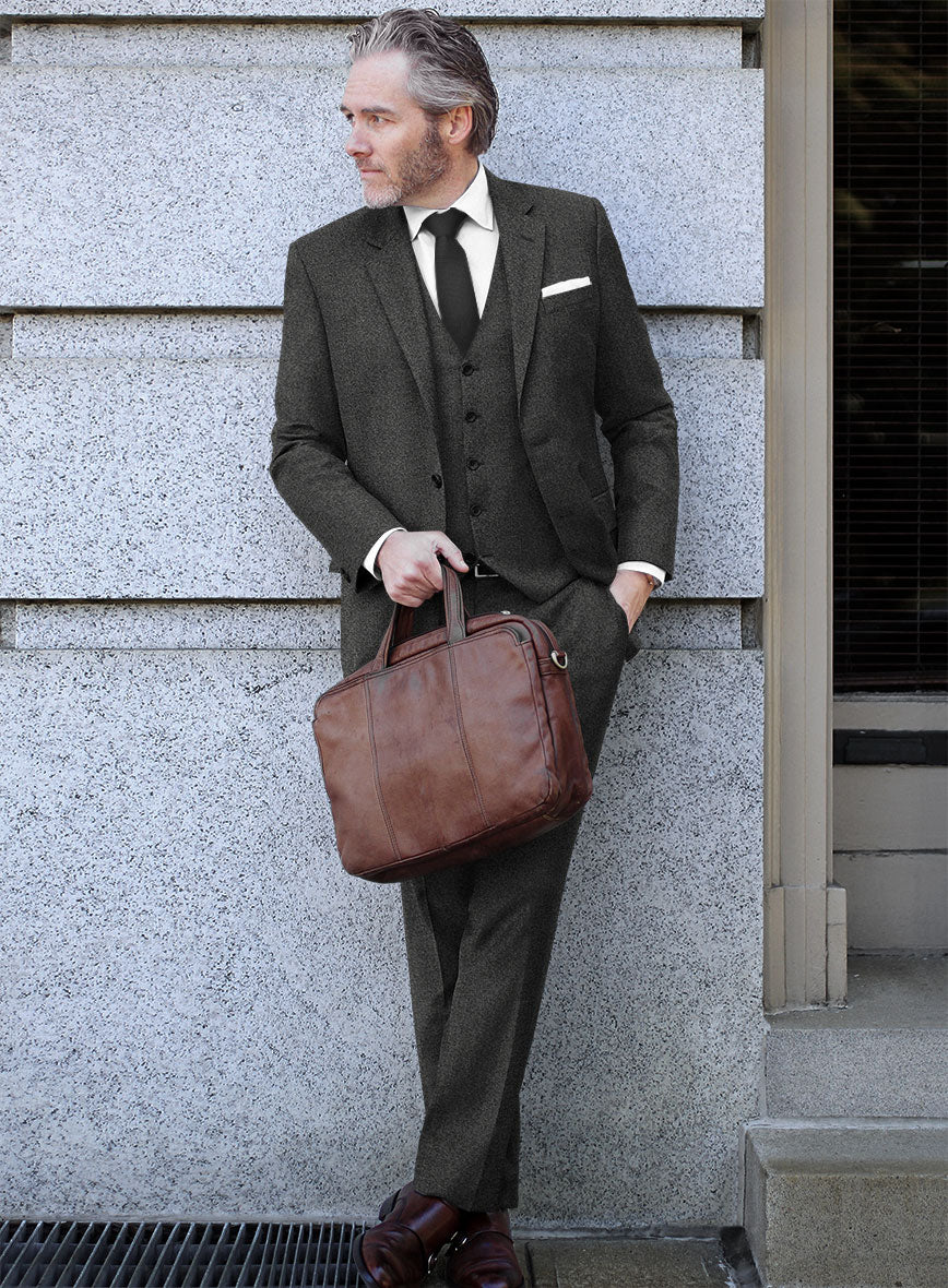 Italian Drego Gray Herringbone Wool Suit - Image 2