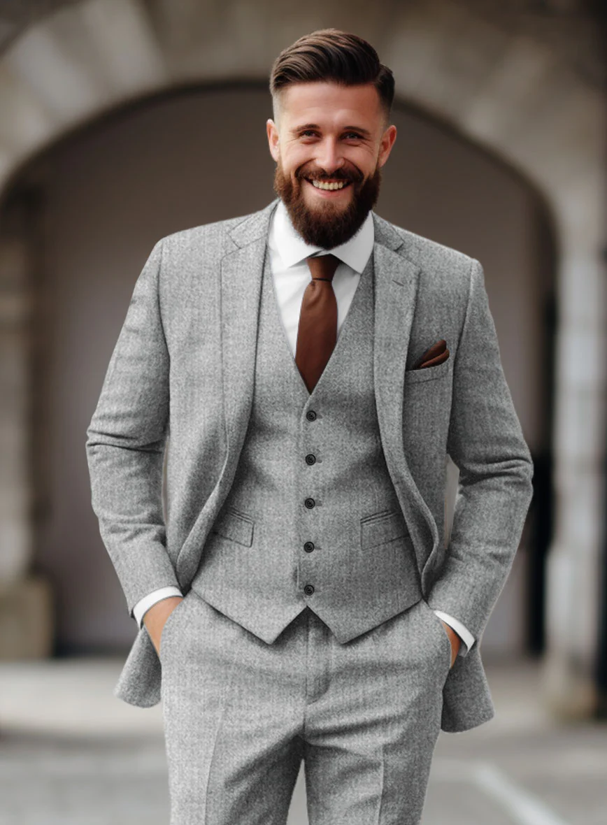 Italian Empire Gray Tweed Suit - Image 3