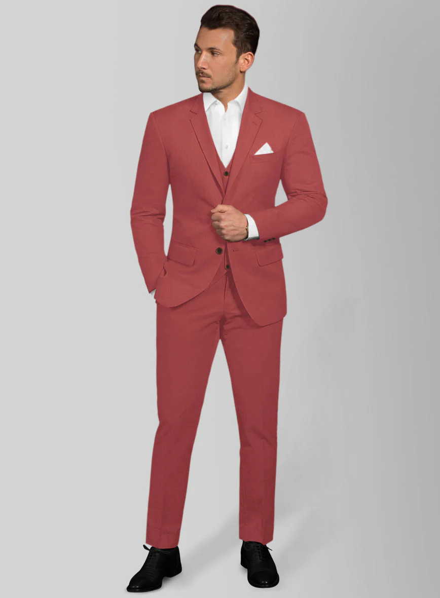 Italian Gimson Red Cotton Stretch Suit - Image 2