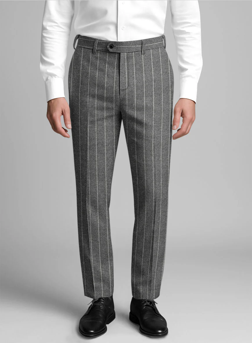 Italian Granite Rope Stripe Tweed Pants