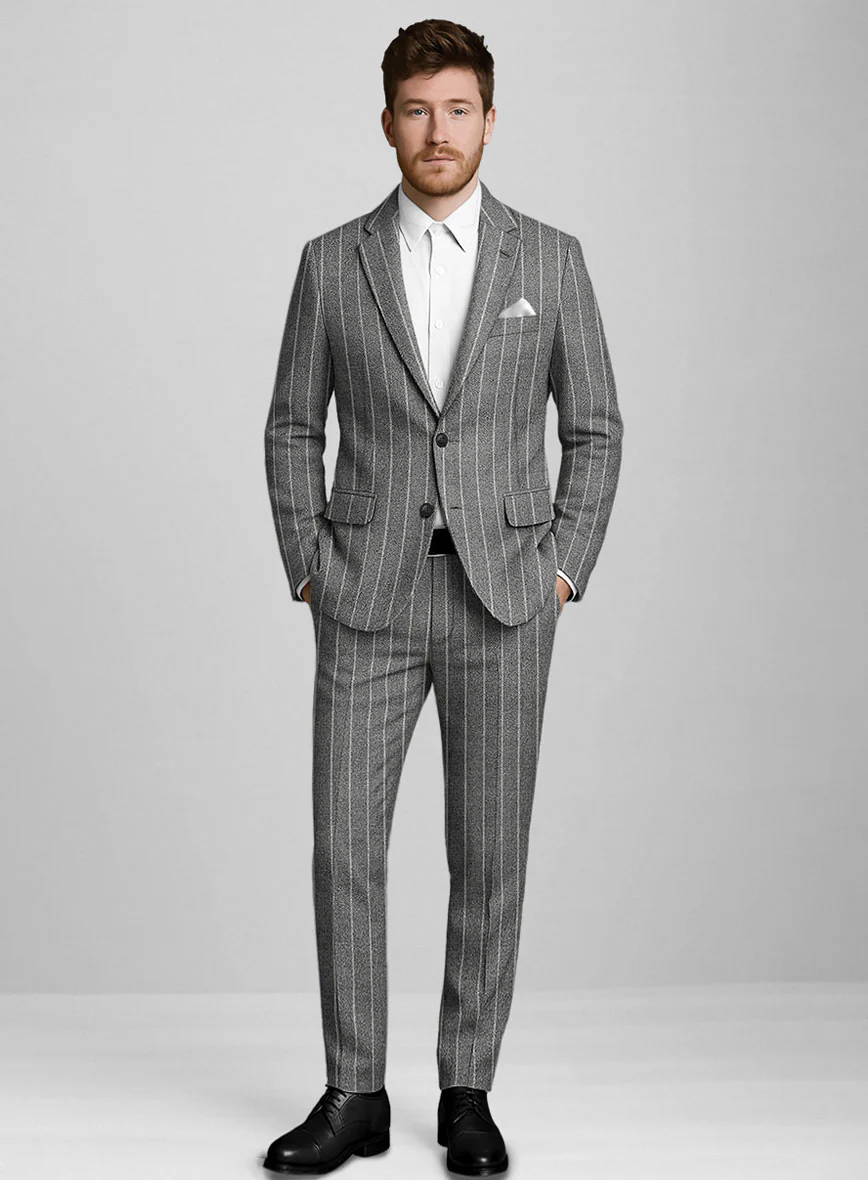 Italian Granite Rope Stripe Tweed Suit