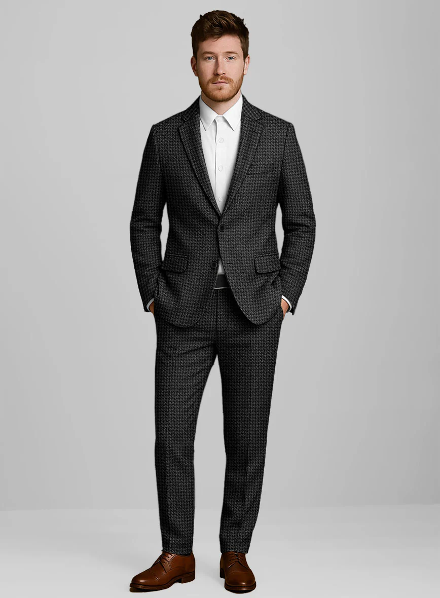 Italian Gray Houndstooth Tweed Suit