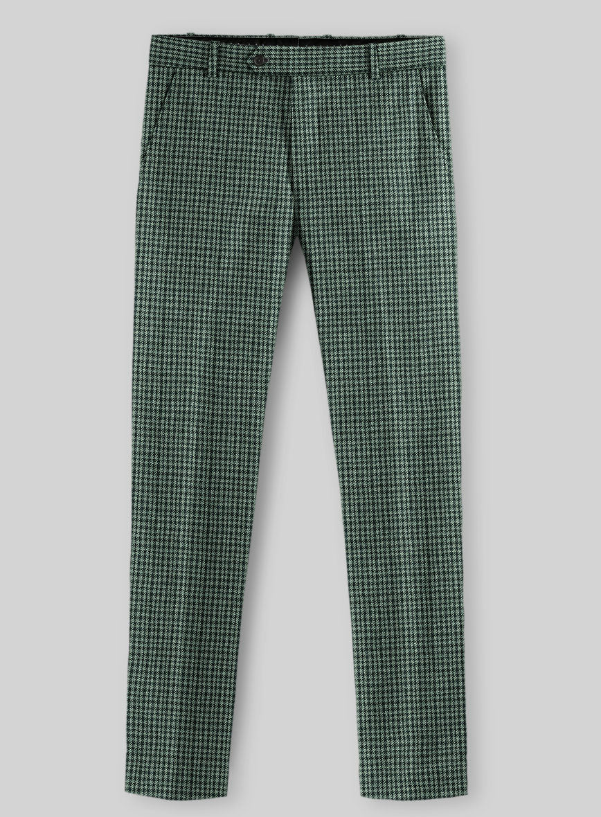 Italian Green Houndstooth Tweed Pants