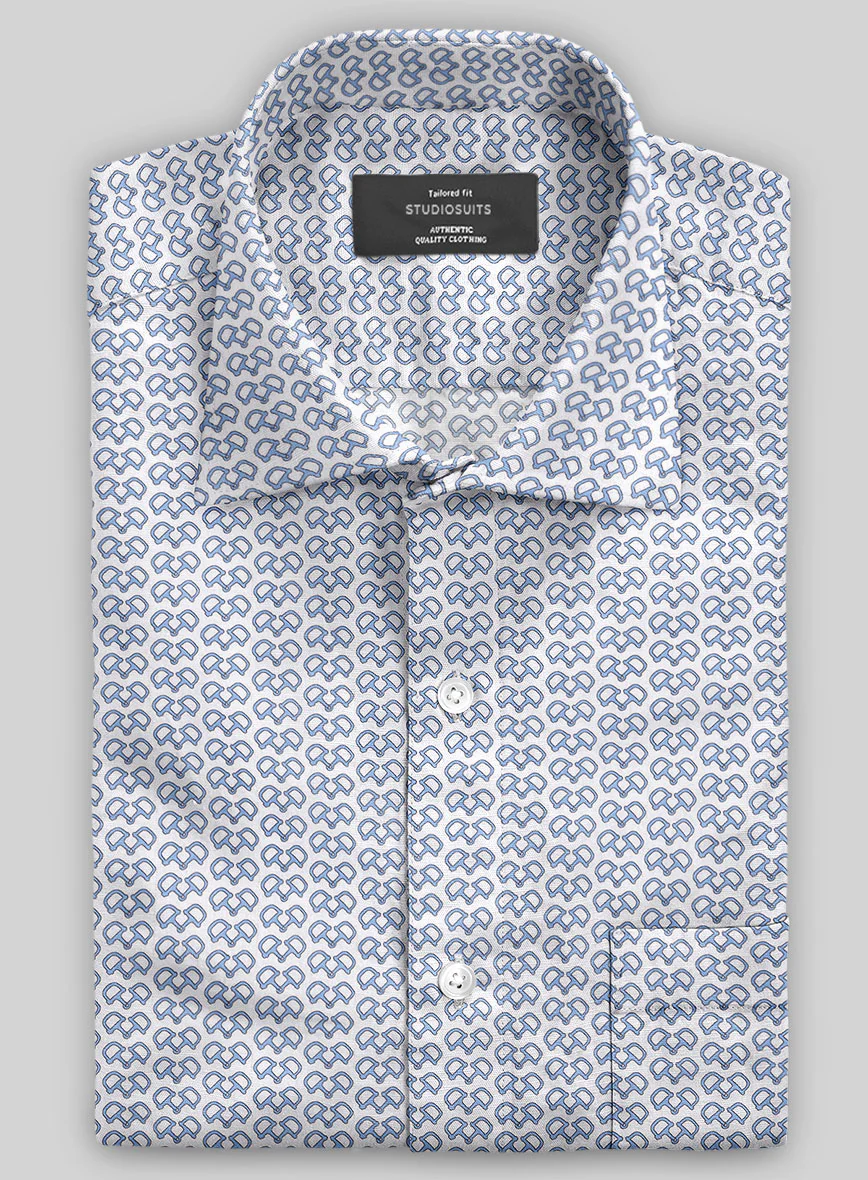 Italian Handcuffs Blue Summer Linen Shirt
