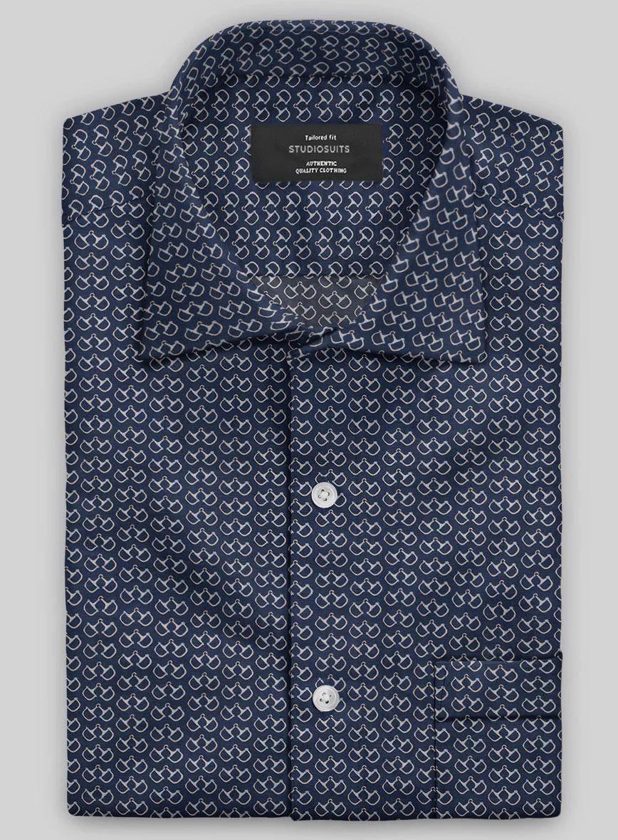 Italian Handcuffs Dark Blue Summer Linen Shirt