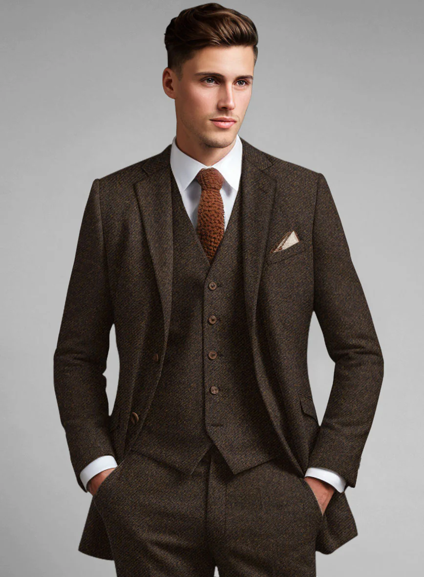 Italian Highlander Dark Brown Tweed Suit - Image 4