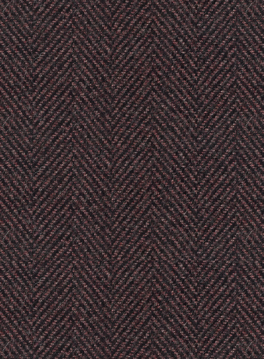 Italian Highlander Dark Wine Herringbone Tweed Hunting Vest - Image 5