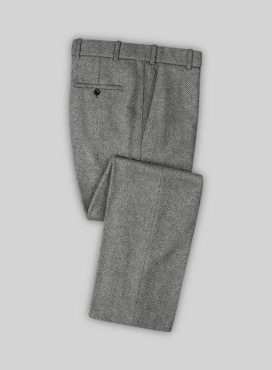 Italian Highlander Gray Herringbone Tweed Pants