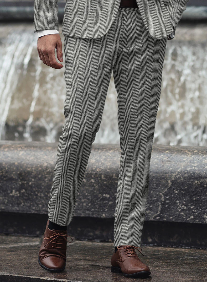 Italian Highlander Gray Herringbone Tweed Suit - Image 7