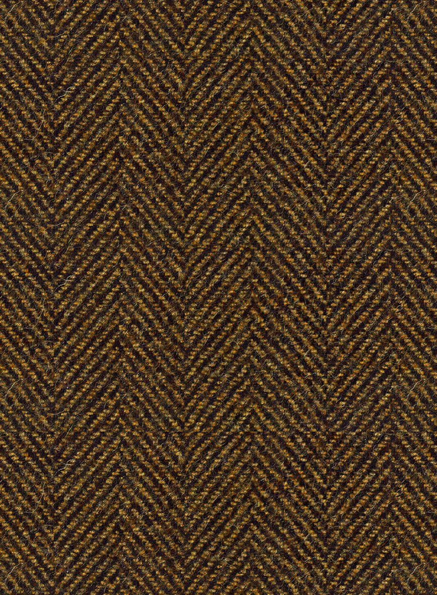 Italian Highlander Mustard Herringbone Tweed Pea Coat - Image 3