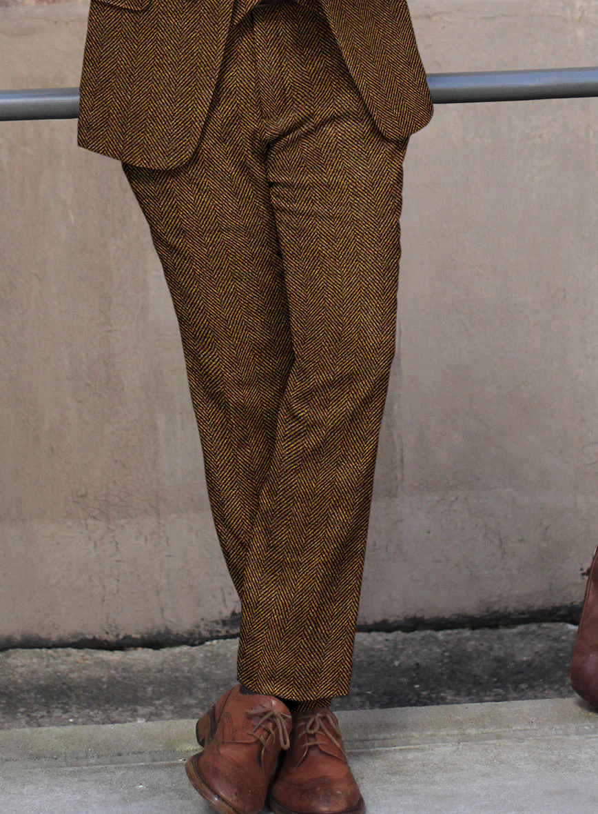 Italian Highlander Mustard Herringbone Tweed Suit - Image 6