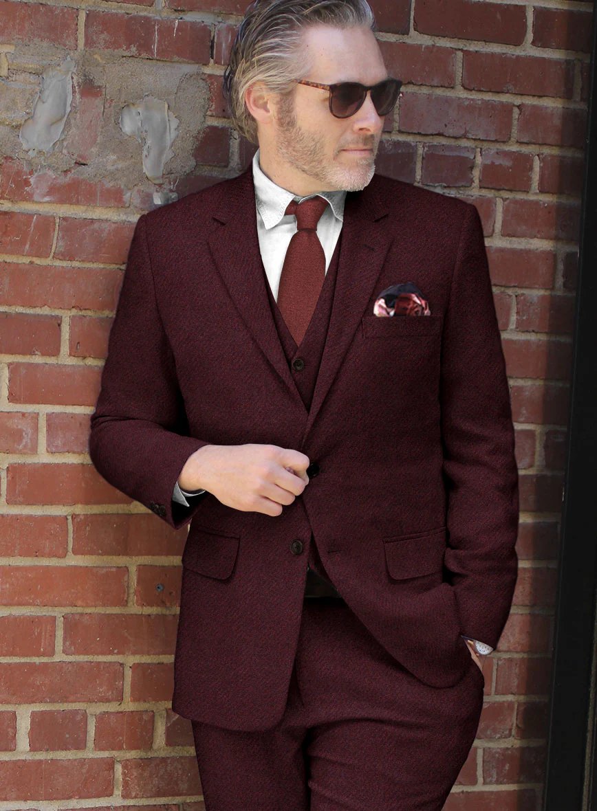 Italian Highlander Wine Tweed Jacket - Image 2
