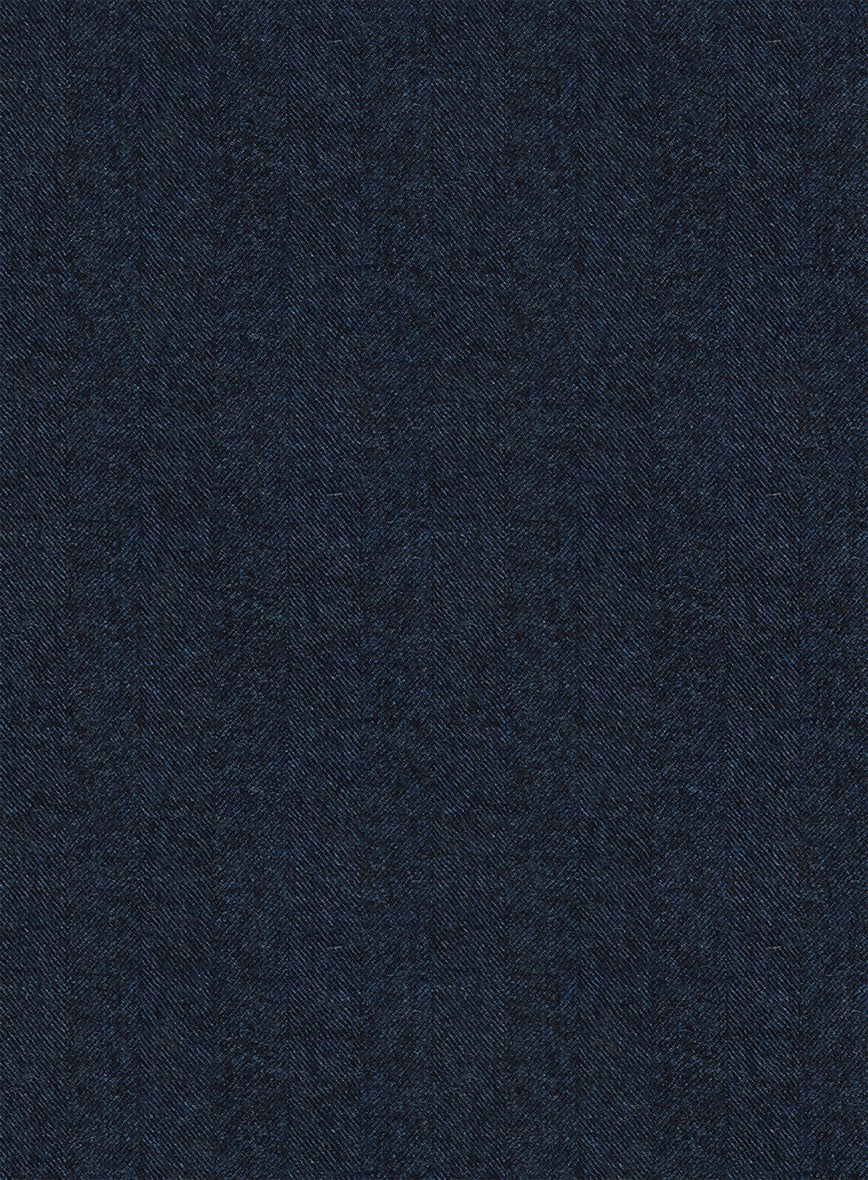 Italian Hulgo Blue Herringbone Wool Pants - Image 2