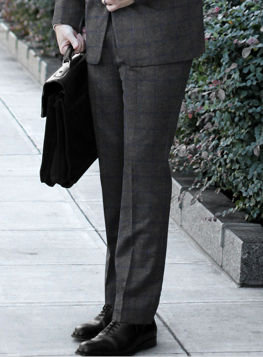 Italian Jamen Gray Checks Flannel Suit - Image 4