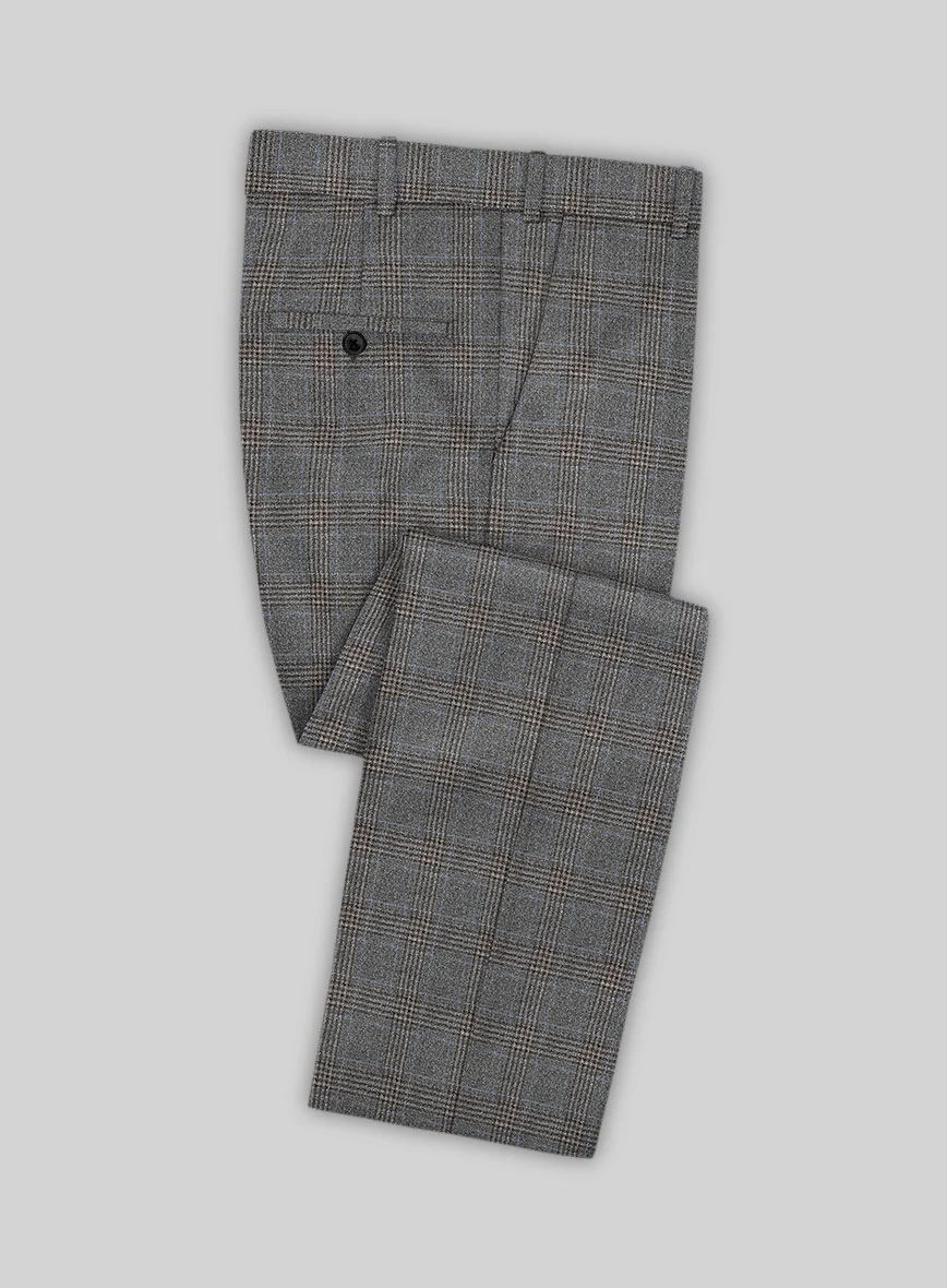 Italian Lark Gray Checks Flannel Pants