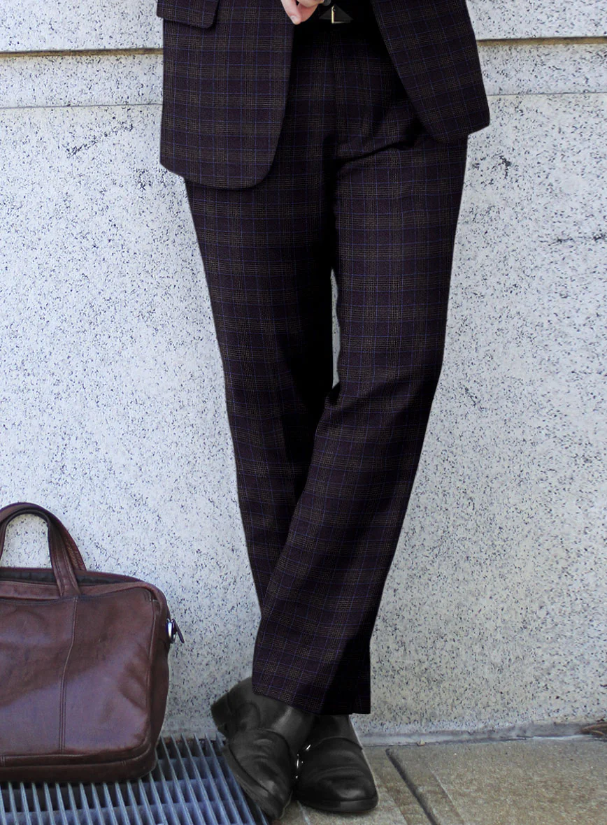 Italian Lark Purple Checks Flannel Pants - Image 2