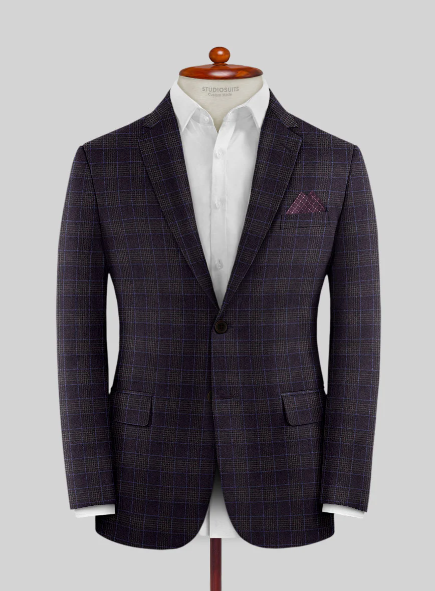 Italian Lark Purple Checks Flannel Suit - Image 3