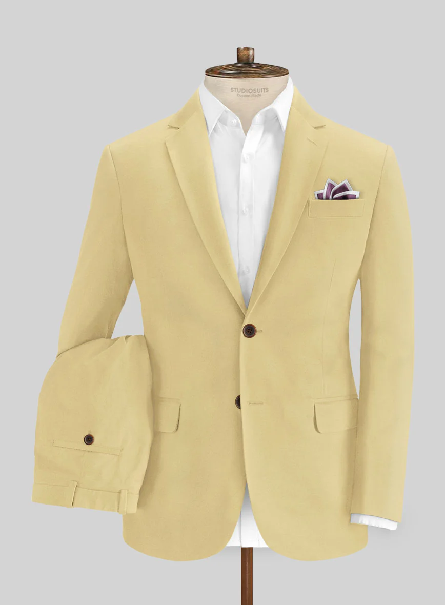 Italian Latte Beige Cotton Stretch Suit