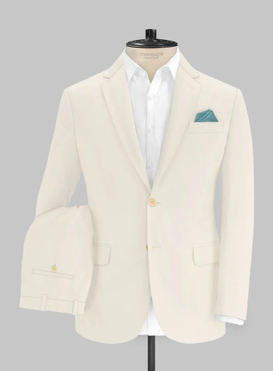 Italian Light Beige Cotton Stretch Suit