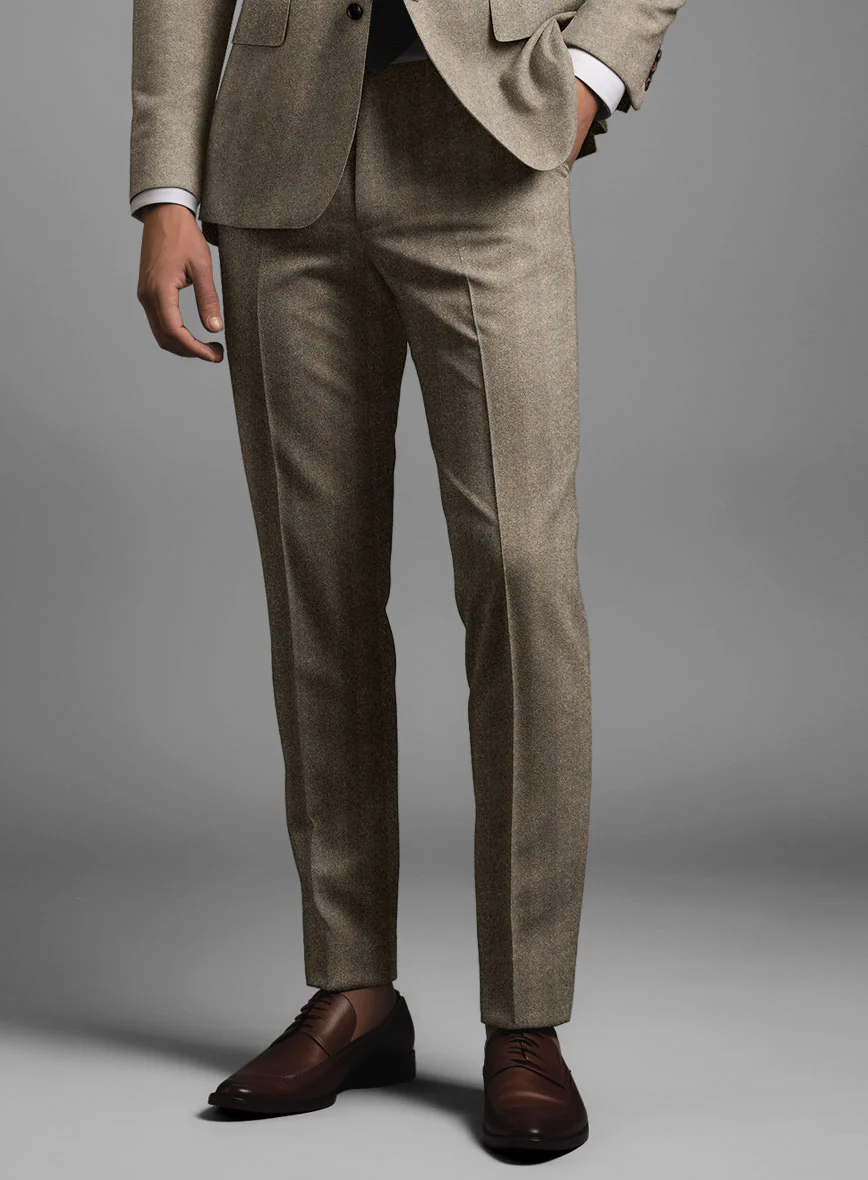 Italian Light Brown Herringbone Flannel Pants - Image 2