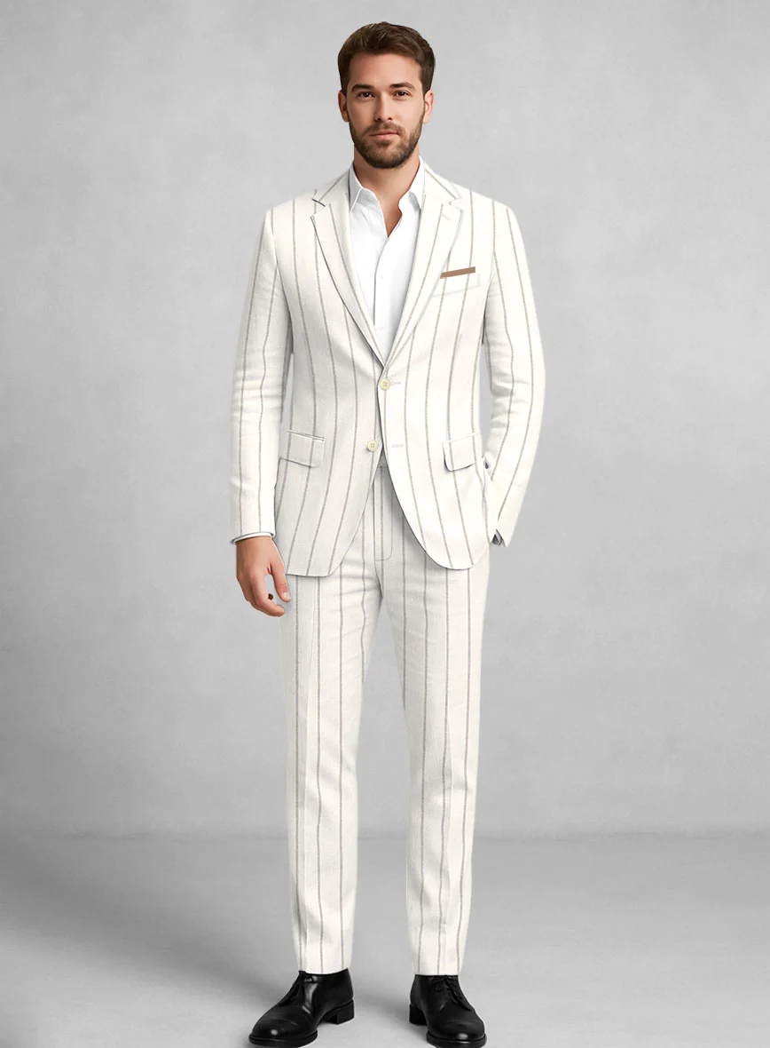 Italian Linen Castoro Stripe Suit