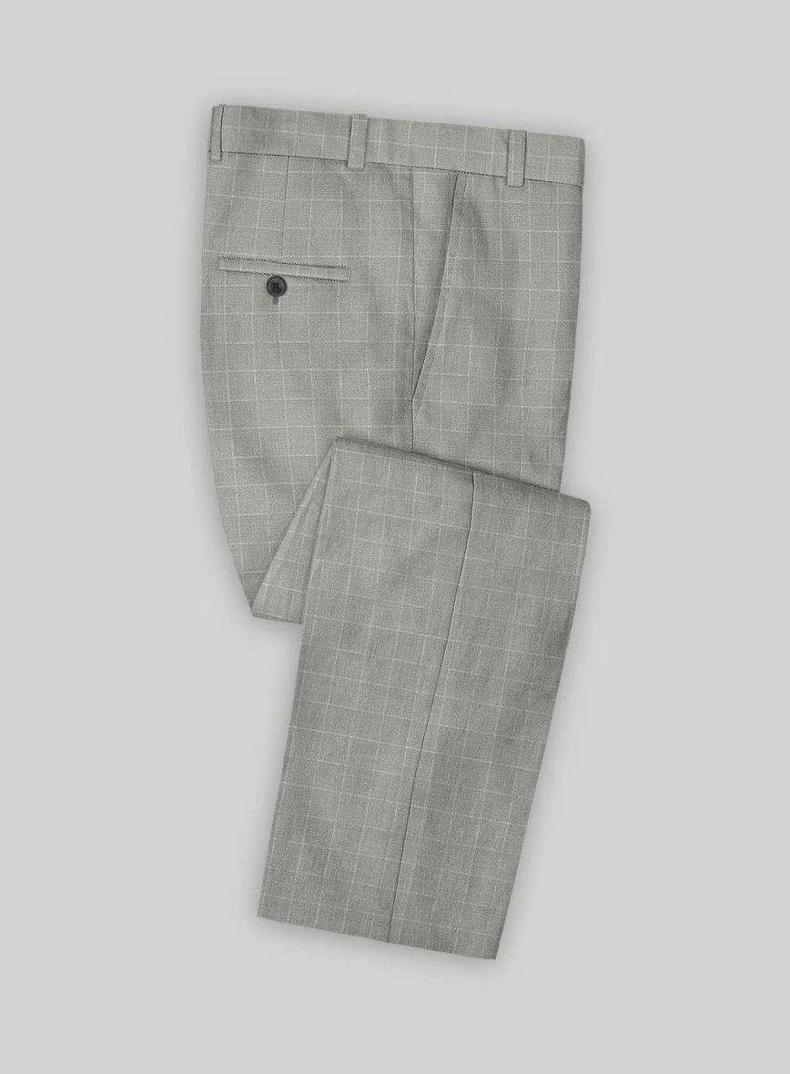 Italian Linen Robin Gray Checks Pants