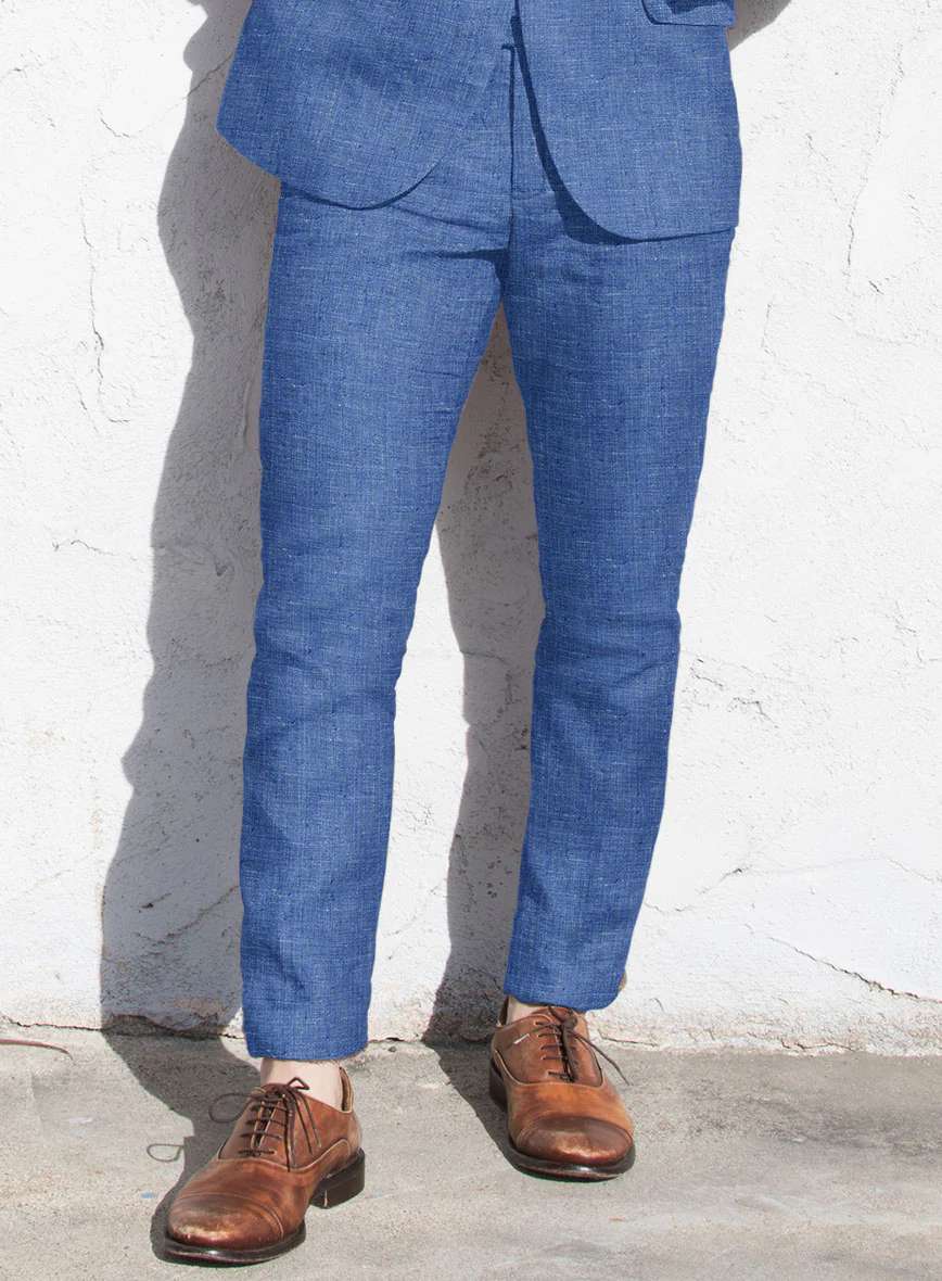 Italian Linen Smoked Blue Pants - Image 3