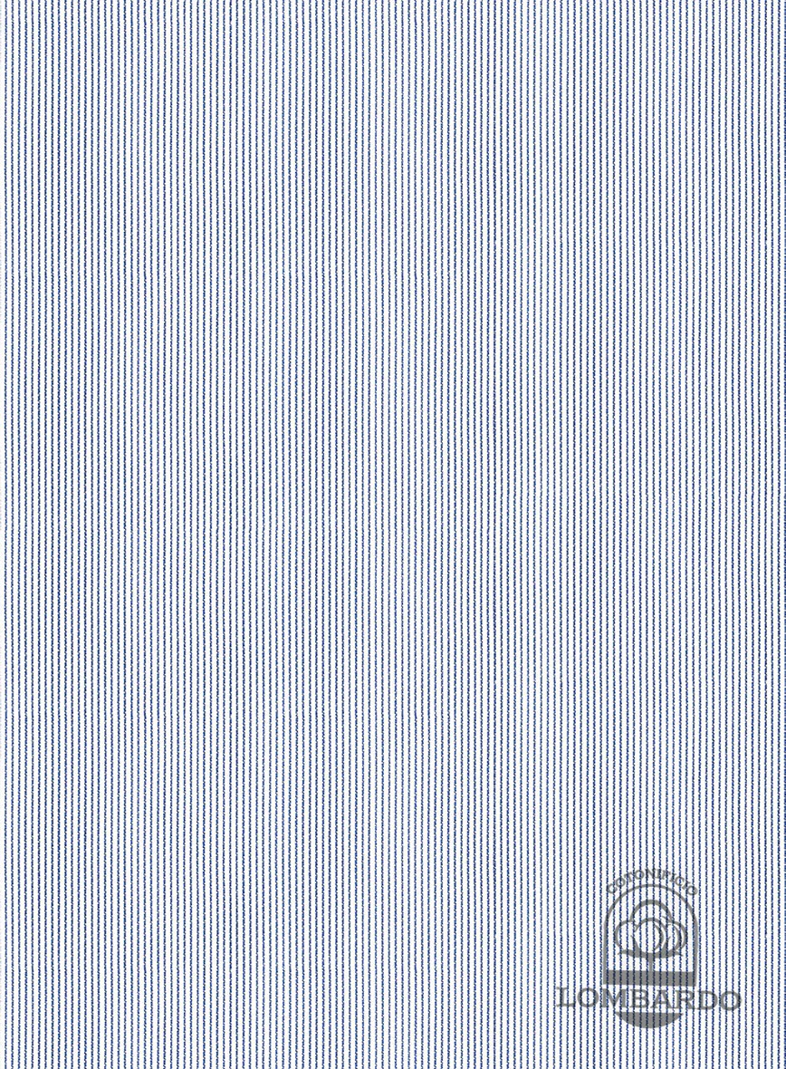 Italian Lombardo Hawkes Blue Pinstripe Shirt - Image 3