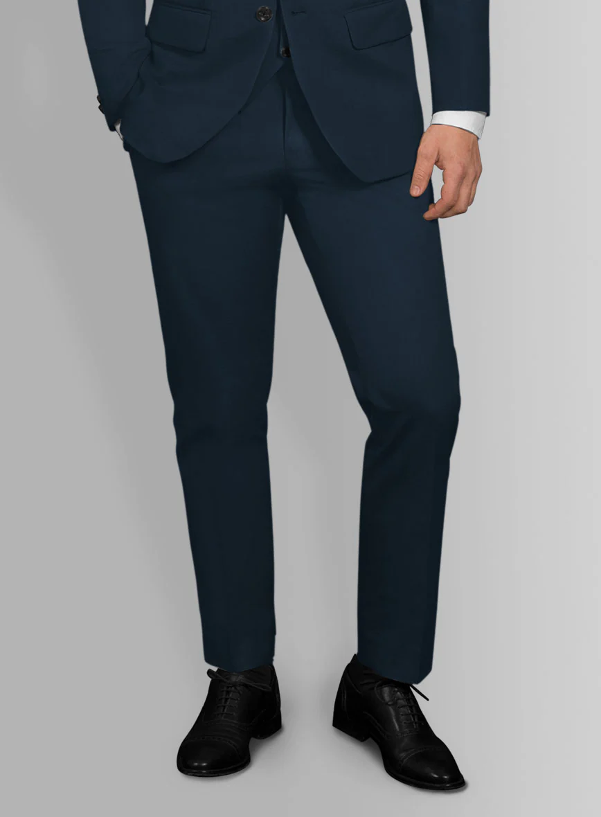 Italian Marine Blue Cotton Stretch Pants - Image 2