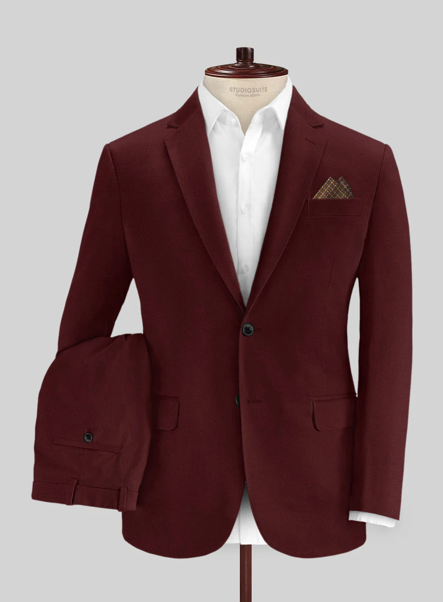 Italian Maroon Cotton Stretch Suit