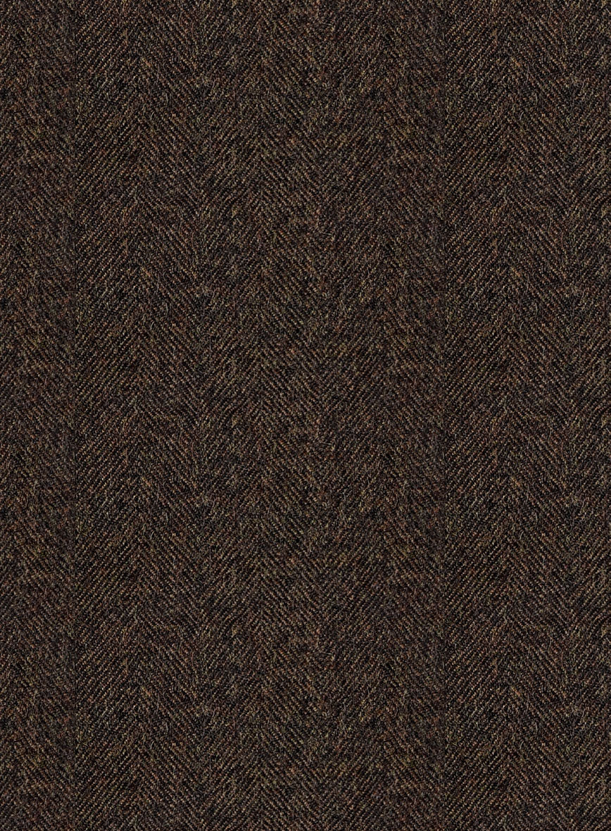 Italian Melange Brown Herrigbone Flannel Pants - Image 3