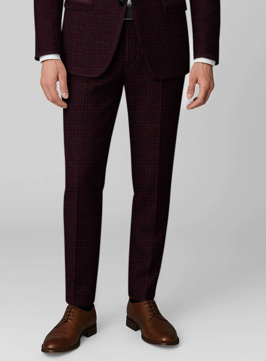 Italian Merlot Houndstooth Tweed Suit - Image 7