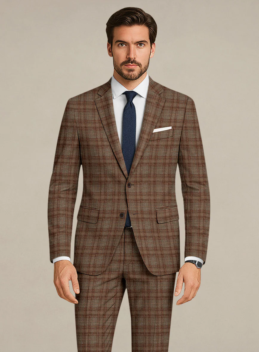Italian Murano Basto Brown Wool Linen Silk Suit - Image 3