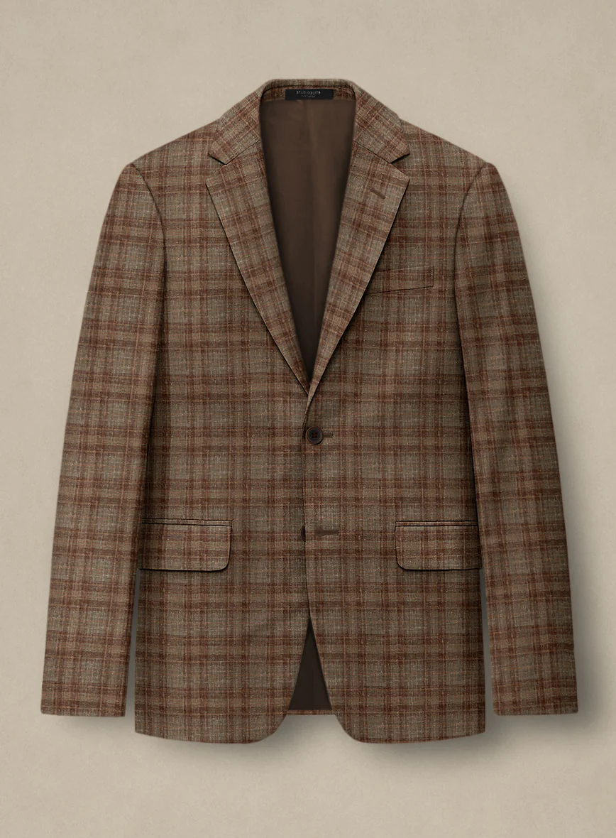 Italian Murano Basto Brown Wool Linen Silk Suit - Image 4
