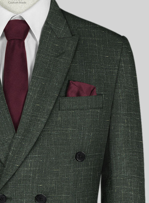 Italian Murano Bottle Green Wool Linen Double Breasted Jacket - Image 3